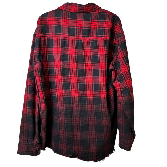 2/$15 Flannel‎ Red Black Ombre Button Front Long Sleeve Shirt Lumberjack M (2710 - Picture 4 of 4
